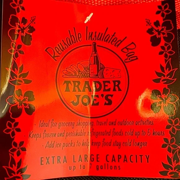 New w/ Tags Trader Joe’s X-Large Capacity, Insulated Bag (in black and red) - Picture 4 of 5